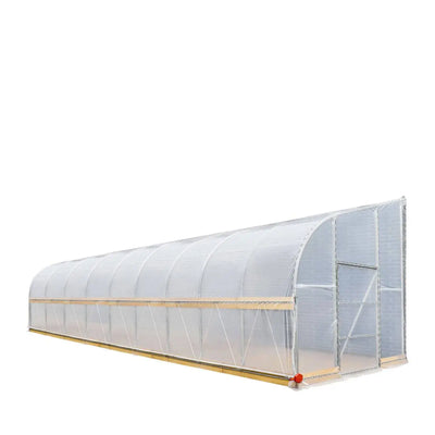 TMG Industrial 10’ x 40’ Lean-To Greenhouse Grow Tent w/6 Mil Clear EVA Plastic Film, Cold Frame, Hand Crank Roll-Up Side, 6-½’ Sidewall, TMG-GHL1040