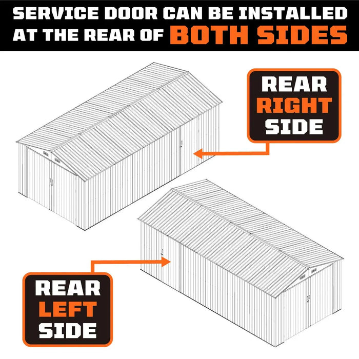 10’ x 20’ Metal Garage Shed with Double Front Doors, 7’8" Peak Height, Side Entry Door, 185 Sq-Ft Floor Space, TMG-MS1020A