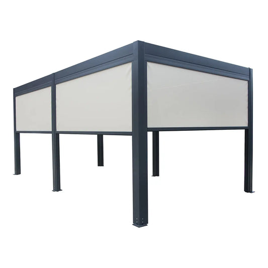 10′ × 20′ (3 × 5.8 m) Aluminum Louver Roof Slatted Pergola with Motorized Retractable Side Screens, TMG-LPG21-PRO TMG Industrial