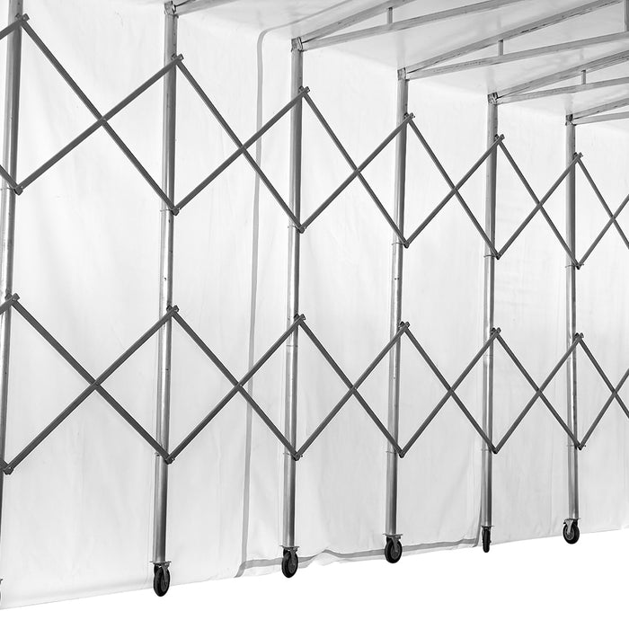 TMG-ST2033M 20' x 33' retractable mobile shelter with 27 oz PVC cover, 13' sidewalls and 14'9" peak height
