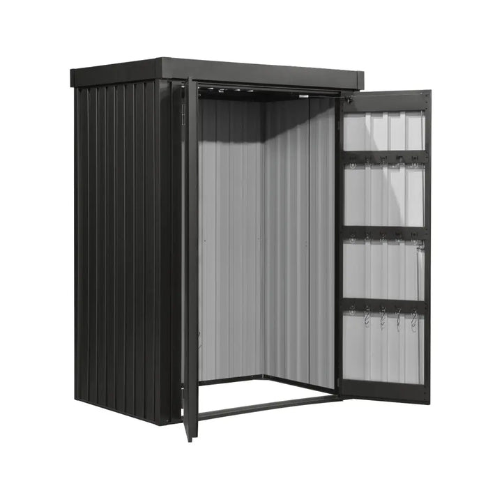 TMG-MS0304-PRO 3x4 Pro Series galvanized metal shed with 73 inch pent roof and 41x68 inch locking door, durable weather-resistant outdoor storage