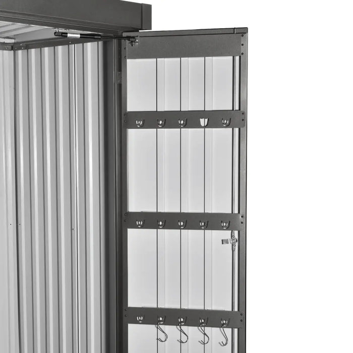 TMG-MS0304-PRO 3x4 Pro Series galvanized metal shed with 73 inch pent roof and 41x68 inch locking door, durable weather-resistant outdoor storage