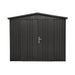 TMG-MS0608-PRO 6x8 Pro Series galvanized metal shed with 79 inch apex roof, vents, and 50x68 inch lockable door for secure weather-resistant outdoor storage