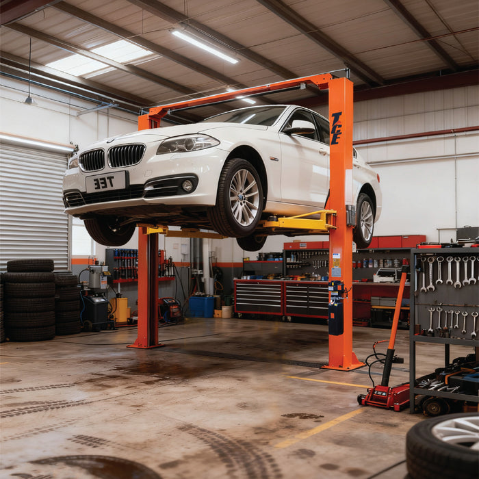 ALI Certified 10,000 lb Two-Post Overhead Auto Lift, Asymmetric/Symmetric Arms, 79" Lift Height, 144" Cross Beam TMG-TO2579