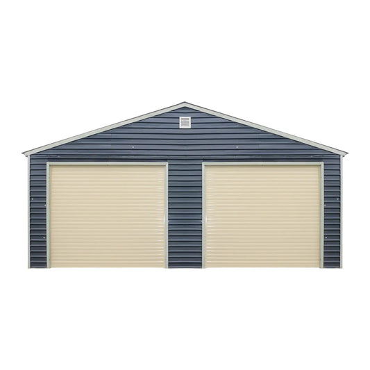TMG-MS26-RD10 Motorized Roll-Up Door Kit for TMG-MS26 series metal barn sheds, featuring two remote controls, an AC motor, and backup manual opener for reliable and secure door operation.