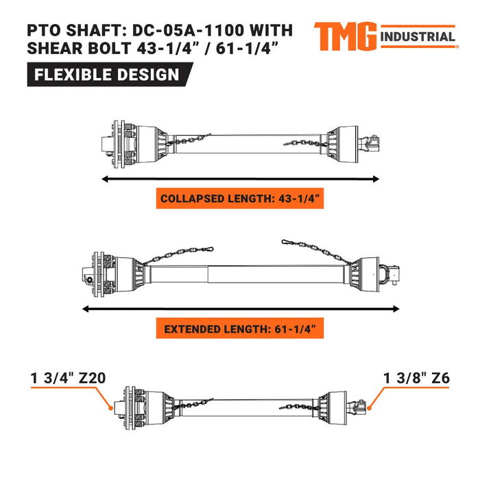 Pro Series 58" Rotary Cutter, 3-Point Hitch, 25-90 HP Tractors, 540 RPM, Slip Clutch PTO Shaft Included, TMG-TRC65