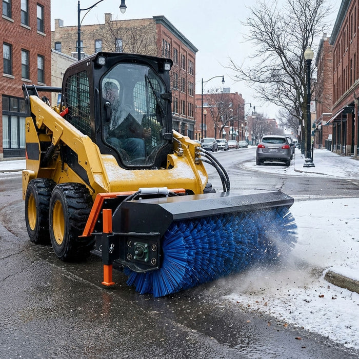72" Skid Steer Rotary Angle Snow Broom – Standard Flow, 27" Brush, Bi-Directional, TMG-AB72 TMG Industrial