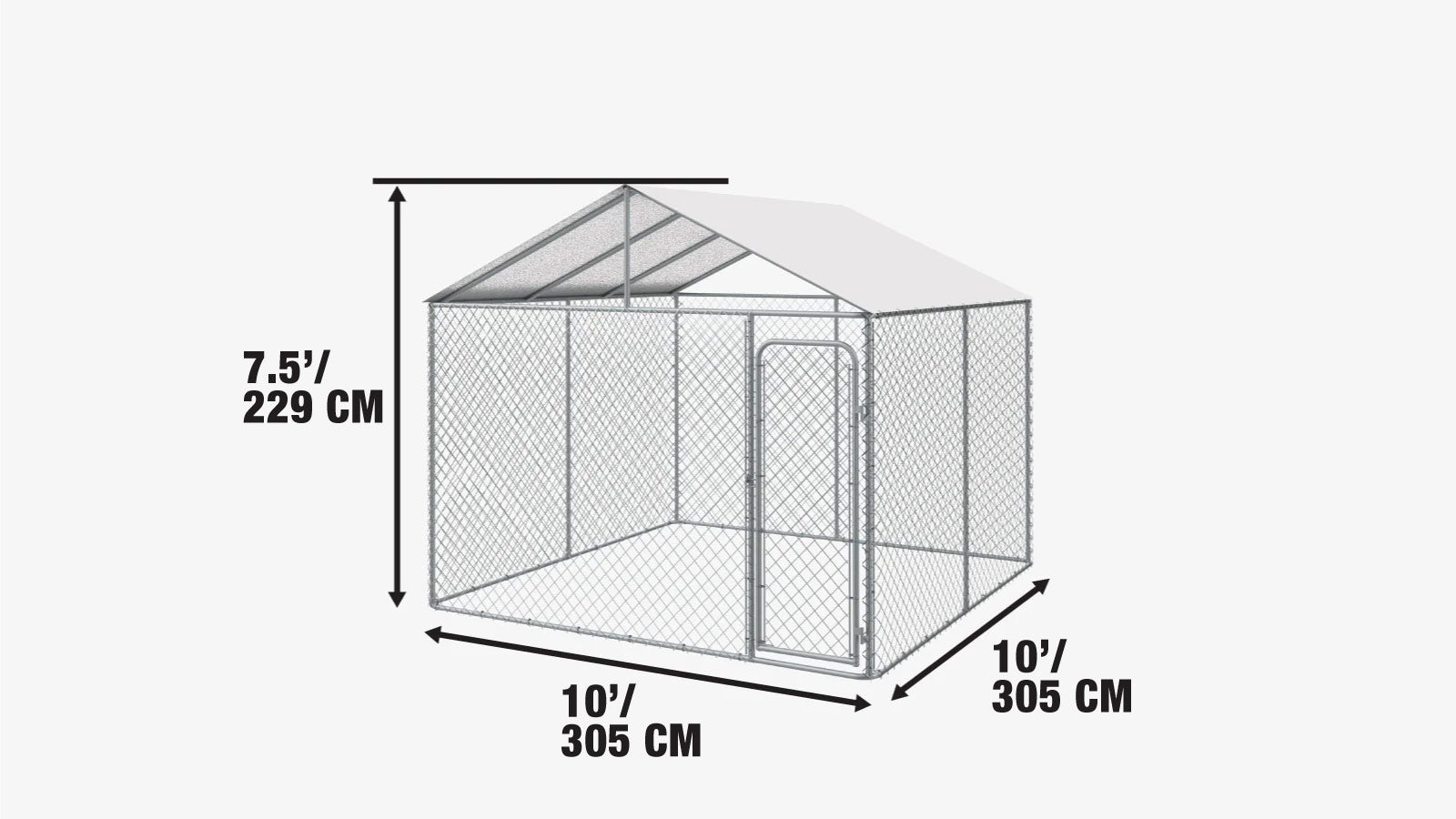 10' x 10' Hunde-Spielgehege für den Außenbereich mit Abdeckung, Hunde-Laufbahn, Hunde-Trainingshaus, abschließbarem Tor, 6' Maschendrahtzaun, TMG-DCP1010-specifications-image