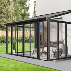 10’ x 14’ Wall Mounted Sunroom, Lean-To Patio Cover Solarium with Crystal Clear Walls TMG-LPC14
