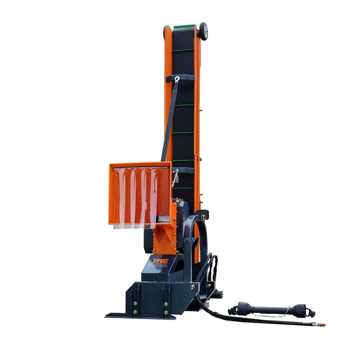 TMG Industrial 3-Point Hitch Firewood Branch Logger & 45° Adjustable Belt Conveyor, 20-60 HP Tractor, PTO Driveline Shaft Included, TMG-TFL42