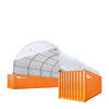 30' x 40' Dual Truss Container Shelter with Heavy Duty 17 oz PVC Cover, Enclosed End Wall & Front Drop TMG-DT3040CF