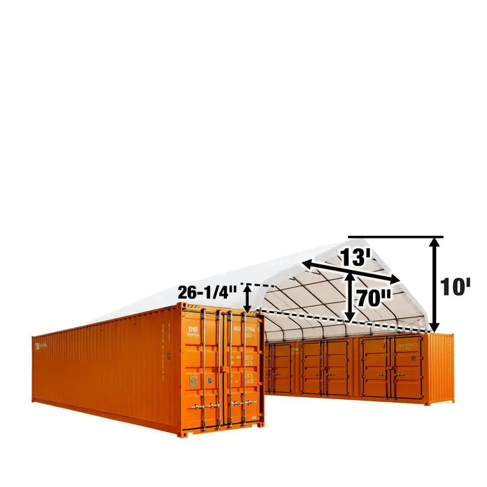 TMG Industrial 30' x 40' PVC Fabric Container Peak Roof Shelter Pro Series, Fire Retardant, Water Resistant, UV Protected, TMG-ST3042CV (Previously ST3041CV)