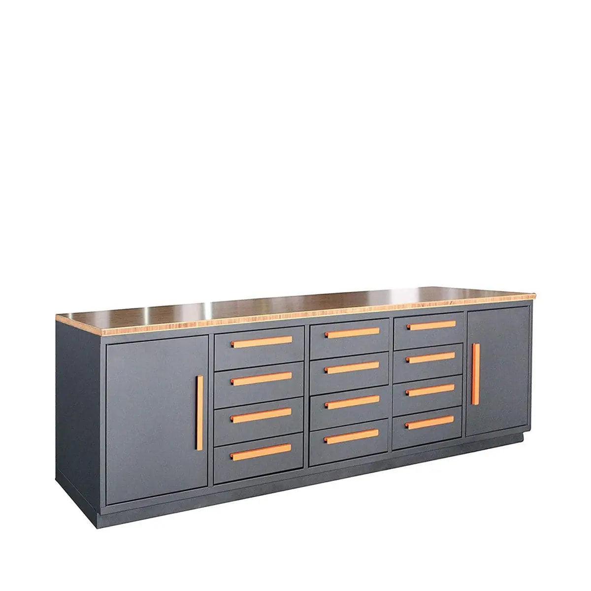 Heavy Duty 10-FT 12 Drawer Bamboo Table Top Workbench, Two Cabinets ...