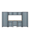 Pro Series 9-Piece Garage Storage Cabinet Combo Set w/Rolling Cabinet, Rubber Wood Tabletop, Recessed Aluminum Handles, TMG-GCC09B