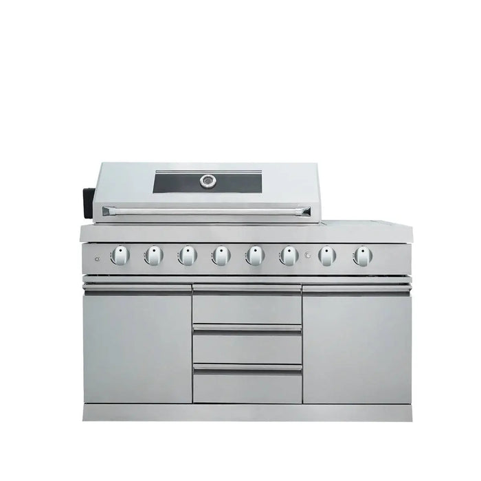 TMG Industrial Stainless Steel Outdoor Kitchen, 6 Main Burners, Rear Burner, Side Burner, Integrated Sink & Refrigerator, CSA/CE Certified, TMG-LKS08