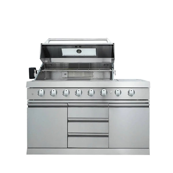 TMG Industrial Stainless Steel Outdoor Kitchen, 6 Main Burners, Rear Burner, Side Burner, Integrated Sink & Refrigerator, CSA/CE Certified, TMG-LKS08