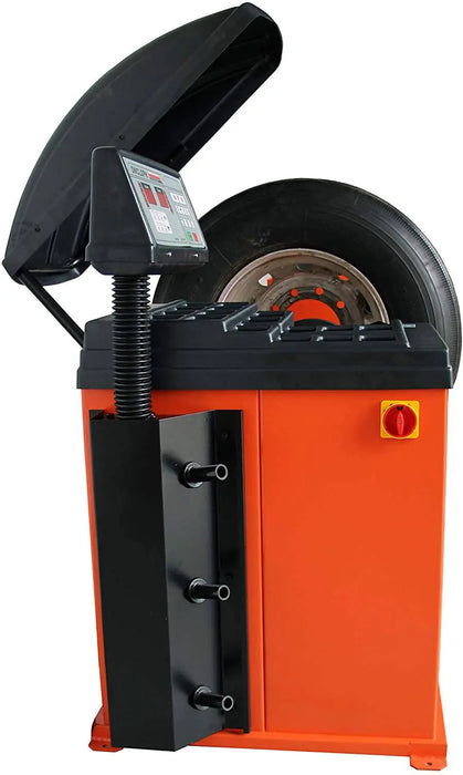 TMG Industrial Truck Wheel Balancer, Self-Calibrating, Air Powered Lift, 13”-24” Rim, Computerized, 220 RPM, +/- 1 g of Accuracy, TMG-TWB24