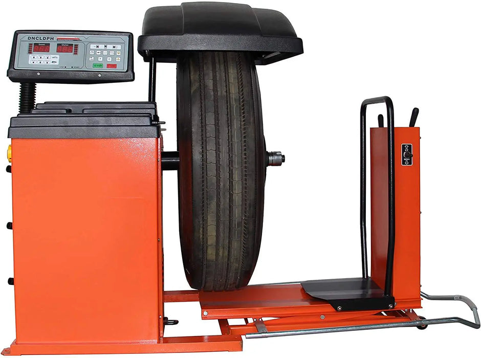 TMG Industrial Truck Wheel Balancer, Self-Calibrating, Air Powered Lift, 13”-24” Rim, Computerized, 220 RPM, +/- 1 g of Accuracy, TMG-TWB24
