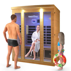 TMG LIVING Infrarotsauna für 3 Personen, kanadische Hemlocktanne, Bluetooth-Lautsprecher, Tür aus Sicherheitsglas, TMG-LSN30