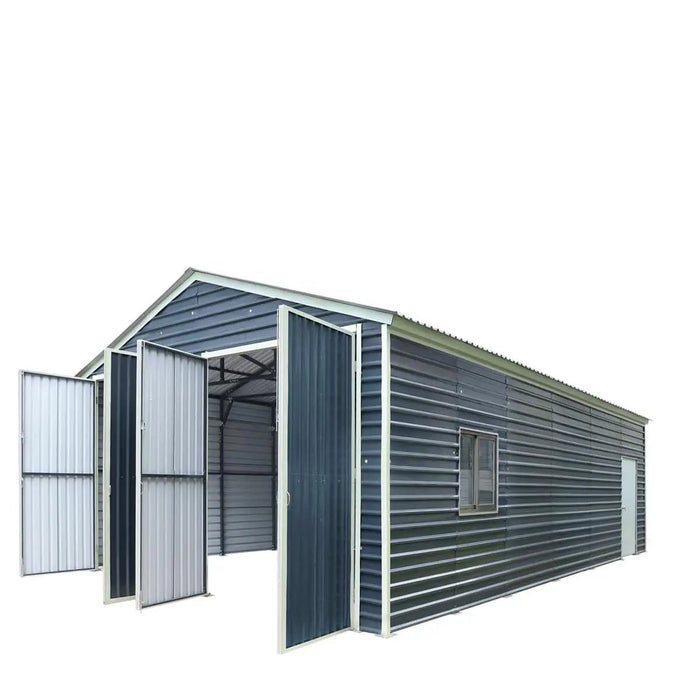 TMG Industrial 20’ x 30’ Metal Garage Shed with 9' High Double Front Doors, 13’ Peak Height, Side Entry Door, 600 Sq-Ft Floor Space, TMG-MS2030