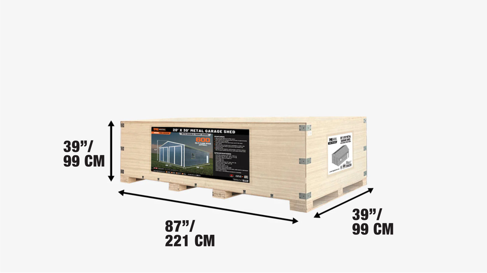 6 x 9 m Metal Garage Shed with Double Front & Side Doors, 4 m Peak Height, TMG-MS2030-shipping-info-image