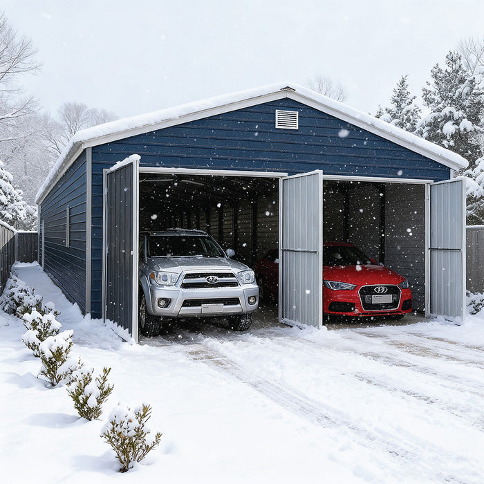 20’ x 30’ Metal Garage Shed, 9' High Double Front Doors, 13’ Peak, 600 Sq-Ft TMG-MS2030