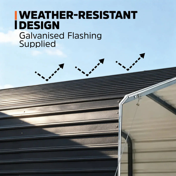 3.6 x 6 m Metal Shed Carport with 2.4 m Open Sidewalls, 2.9 m Peak Height, TMG-MSC1220 TMG Industrial