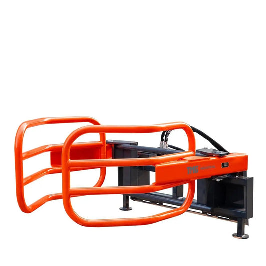 TMG Industrial 72” Skid Steer Hydraulic Round Bale Gripper/Squeeze, 2500 lb Capacity, 35” Depth, Dual Kickstands, Tubular Arms, Universal Quick-Mount, TMG-SBG72
