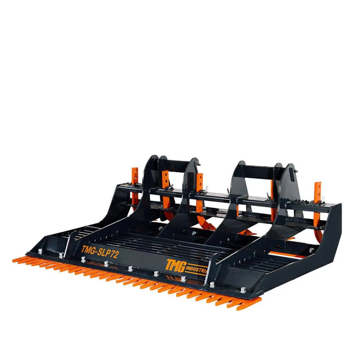 TMG Industrial 72” Skid Steer Land Plane, 6 Adjustable Ripper Teeth, Reversible Planer Comb, Grading, Spreading & Leveling, TMG-SLP72