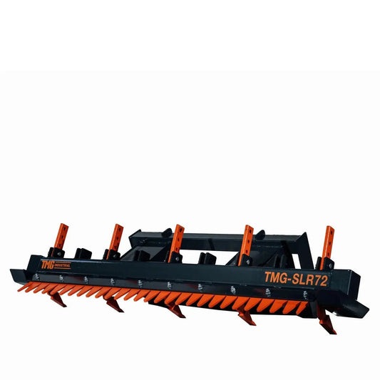 TMG Industrial 72” Skid Steer Land Ripper w/Rake Comb, Scarifier, Dethatcher, Forward & Reverse, Depth Adjustable Ripping Teeth, TMG-SLR72