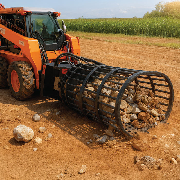 30" Skid-Steer Rotary Rock Picker, 1,250 lb Load Capacity, NM400 Wear Resistant Steel, Universal Mount TMG-SRP32 TMG Industrial CA