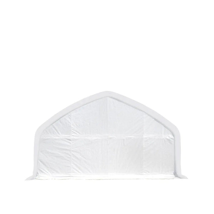 TMG Industrial 20' x 30' Straight Wall Peak Ceiling Storage Shelter with Heavy Duty 17 oz PVC Cover & Drive Through Door, TMG-ST2031V (Previously ST2030V)