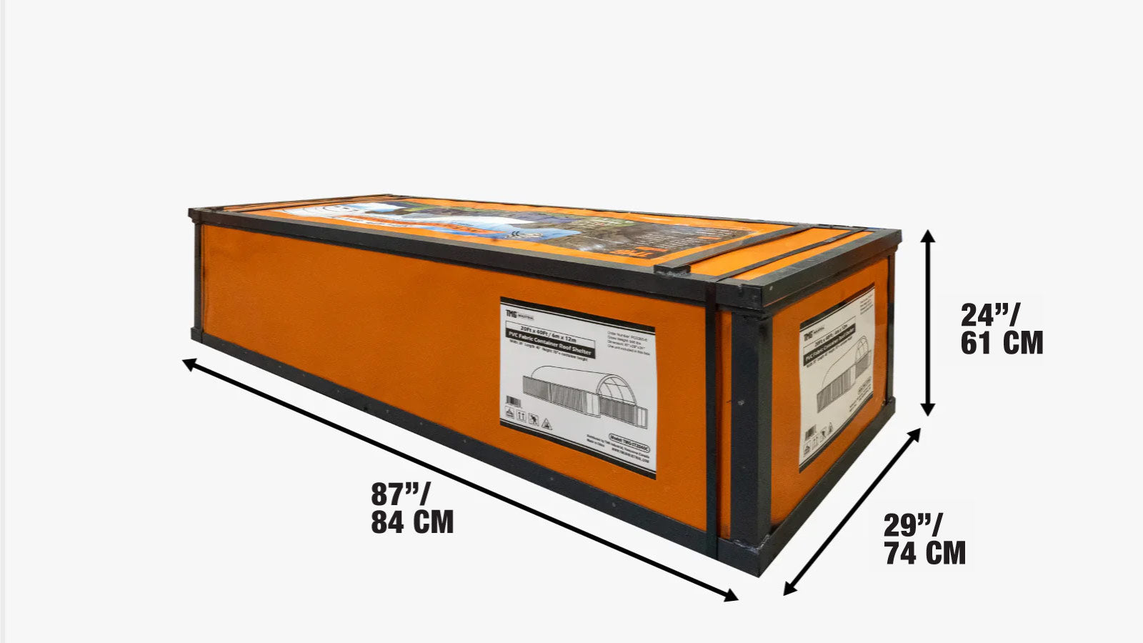 6 x 12m Container Shelter, 580 gsm Fire Retardant PVC Fabric, Water Resistant, UV Protected, TMG-ST2041CV-shipping-info-image