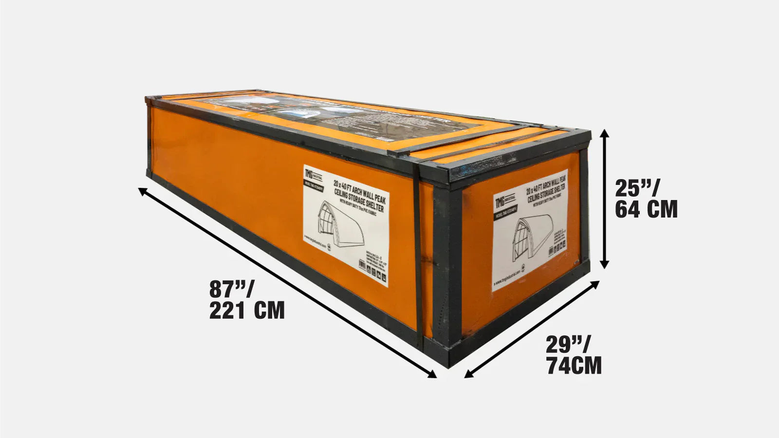 6 x 12 m Arch Wall Peak Ceiling Storage Shelter with Heavy Duty PVC Fabric Cover, TMG-ST2041PV-shipping-info-image