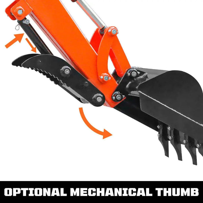 TMG Industrial 9-ft Tractor Swing Backhoe Attachment, Category 1 & 2, 180° Boom and Bucket Rotation, 15” Bucket Included, TMG-TBH90