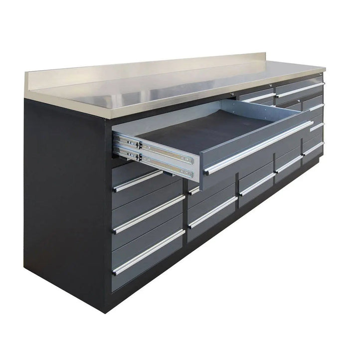 Germany Workbench Pro Series 9-Fuß-Werkbank mit 20 Schubladen aus Edelstahl, Doppel – TMG ...