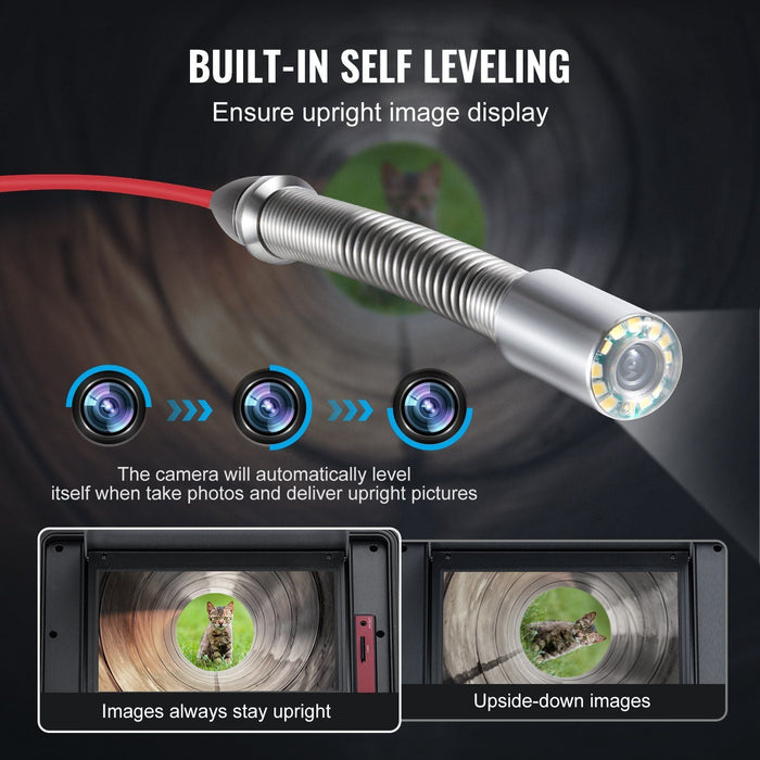 328 ft (100m) Sewer Camera, Self-Leveling Drain Inspection System, 10.1" Touchscreen Display, DOBA-SC100