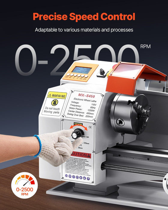 8,7" x 18" Metalldrehmaschine, 1250-W-Bürstenlosmotor, Drehzahlregelung 0–2500 U/min, Tischdrehmaschine mit automatischem Vorschub, DOBA-ML8718