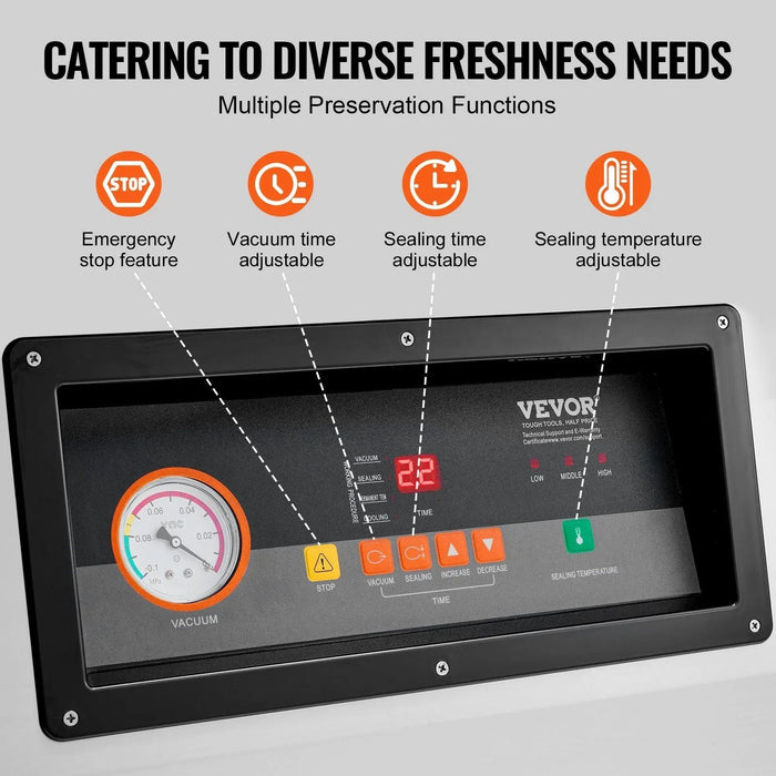 23.62" Sealing Length Chamber Vacuum Sealer, 1200W, Ideal for Wet Foods & Meats, Compact Design for Home & Commercial Use, DOBA-VS23