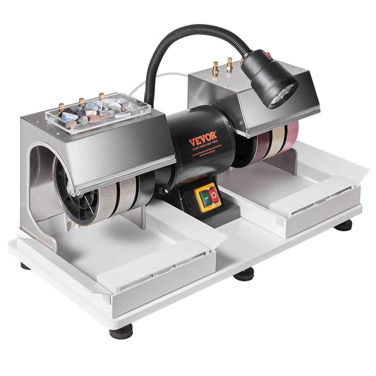 6" Cabbing Machine, 1/4HP 1800 RPM Lapidary Grinder Polisher, Lamp & Water Pump Included, Gem and Stone Faceting Machine, DOBA-CM6