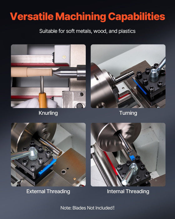 8,7" x 18" Metalldrehmaschine, 1250-W-Bürstenlosmotor, Drehzahlregelung 0–2500 U/min, Tischdrehmaschine mit automatischem Vorschub, DOBA-ML8718