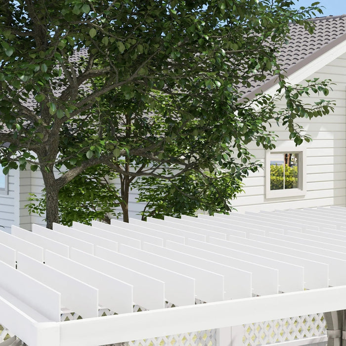 12' x 19' Aluminum Pergola, 2 Adjustable Louvred Roofs, Curtains & Nettings, UV-Fighting & Waterproof, DOBA-PC1219