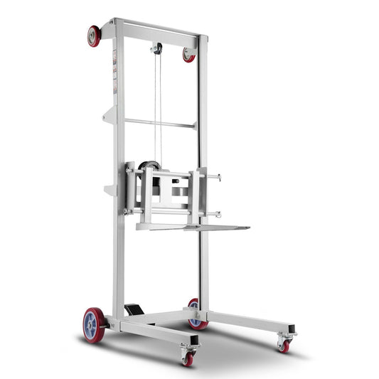 551 lbs Material Lift Winch Stacker, 70" Max Lift Height, Manual Pallet Truck Dolly with Wheels & Adjustable Forks, DOBA-WLT551