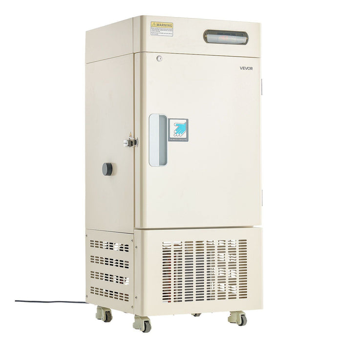 28L Ultra Low Temperature Lab Freezer, −40°F to −123°F Adjustable Temperature Range, Compact Stainless Steel Design, DOBA-LF28
