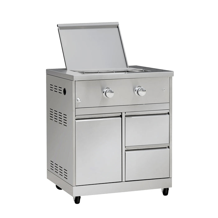 TMG Living Kitchen Pro Series 7-Piece Stainless Steel Modular Outdoor Kitchen Suite Set, 35” Refrigerator Cabinet, 32” BBQ, 4-Burner Gas Grill, Sink, Side Burner, Corner Cabinet, Pizza Oven, TMG-LKS12